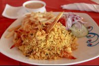 Rice And Shrimp At Bar Restaurant Pizzeria Playa Carmen
 - Costa Rica