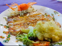 Garlic Sailfish With Vegetables At Las Vegas Restaurant Sierpe
 - Costa Rica