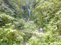 Blue Morpho Waterfall With People Arenal Hanging Bridges Mistico Park
 - Costa Rica