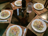 family dinner penne pasta
 - Costa Rica