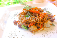 Stir Fried Rice Noodles Closeup Drake Bay Cafe
 - Costa Rica