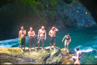 Portalon Waterfall People Standing On Rocks Waterfall Tour Manuel Antonio
 - Costa Rica