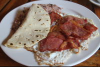 Ham Eggs Gallo Pinto Corn Tortilla
 - Costa Rica